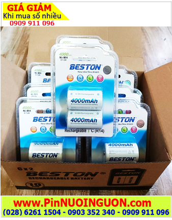 COMBO 01hộp 10vỉ (=20viên) Pin sạc C4000mAh 1.2v Beston C4000mAh/HR14 -Giá chỉ 1.490.000/Hộp 20viên